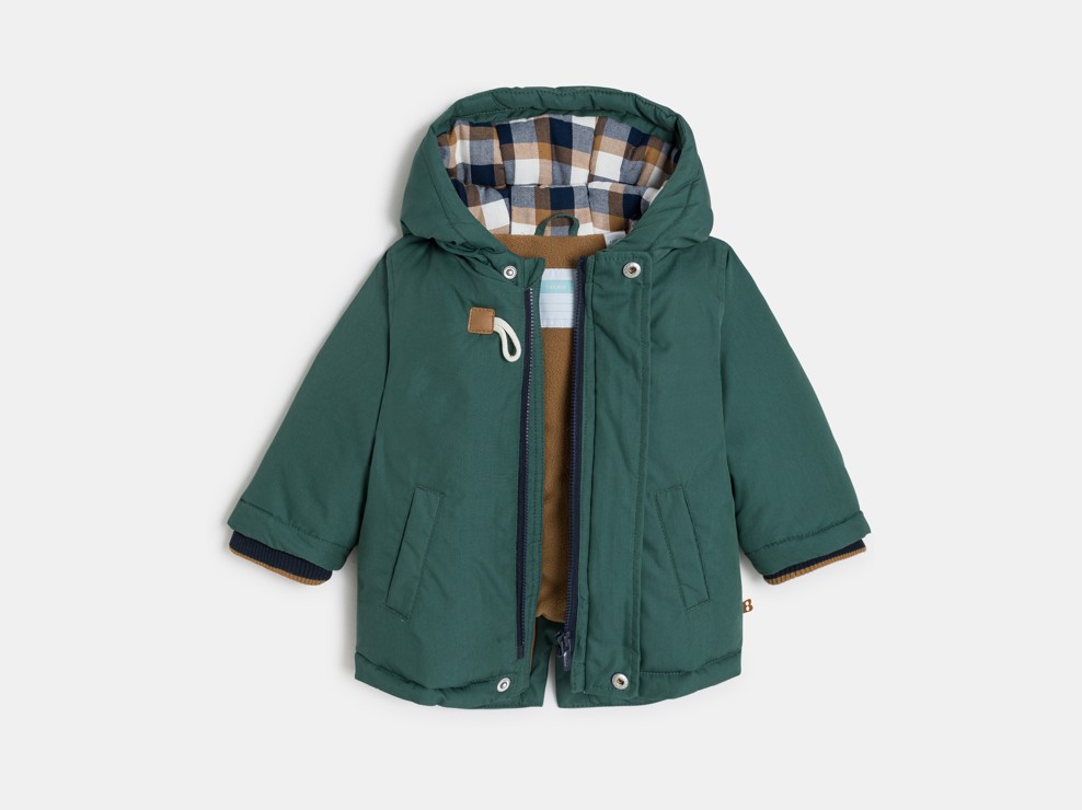 Warmer wasserdichter Mantel mit Kapuze grün Kleinkind Junge 2