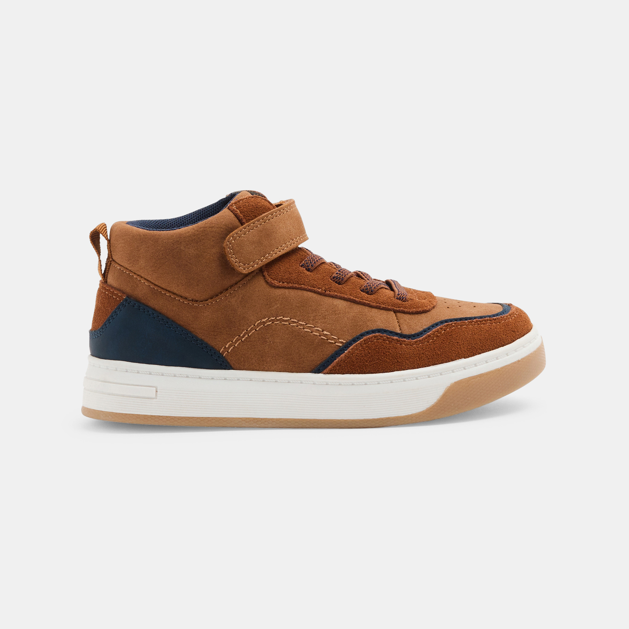nonnon_26 Sneakers alte con chiusura a strappo marroni per bambino