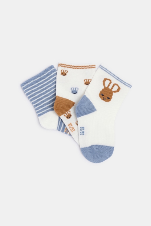 Chaussettes lapin bleu bébé garçon (lot de 3) 1