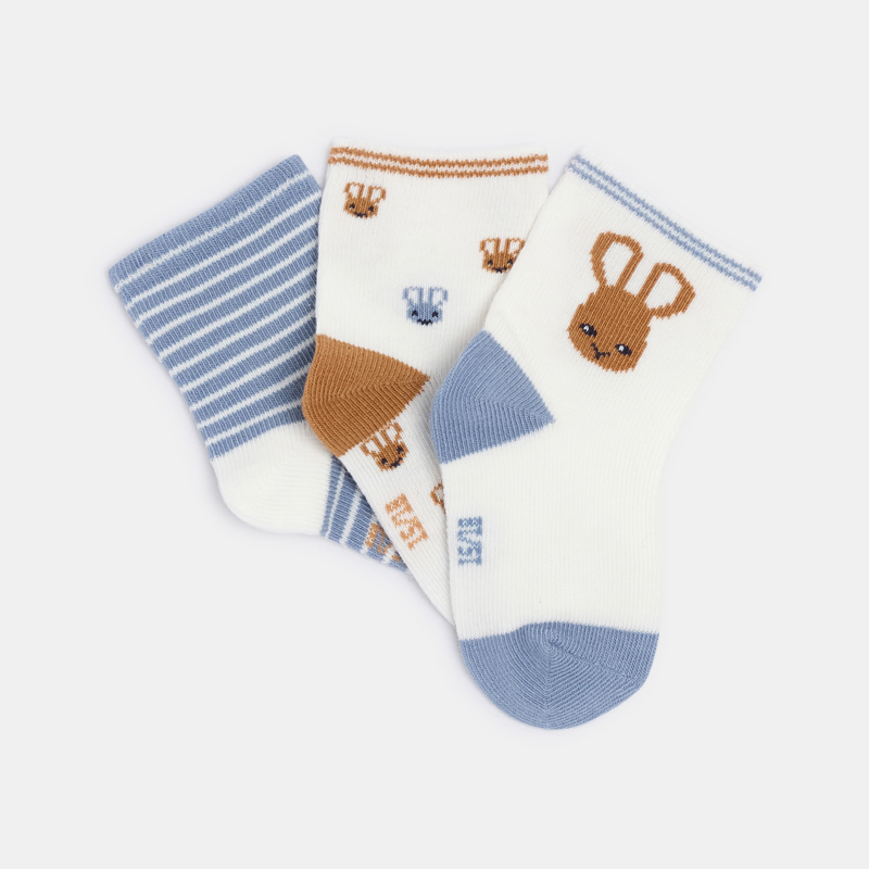 Socken Kaninchen blau Kleinkind Junge (3er-Pack)