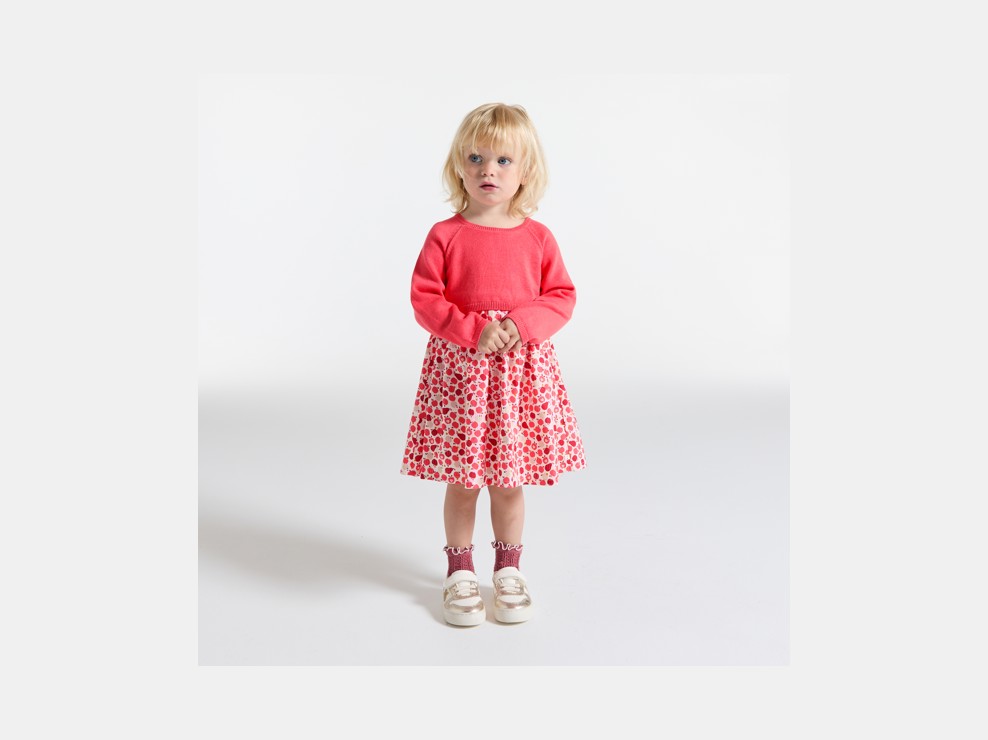 Rosa Kleid mit 2-in-1-Effekt Frucht Kleinkind Mädchen 1