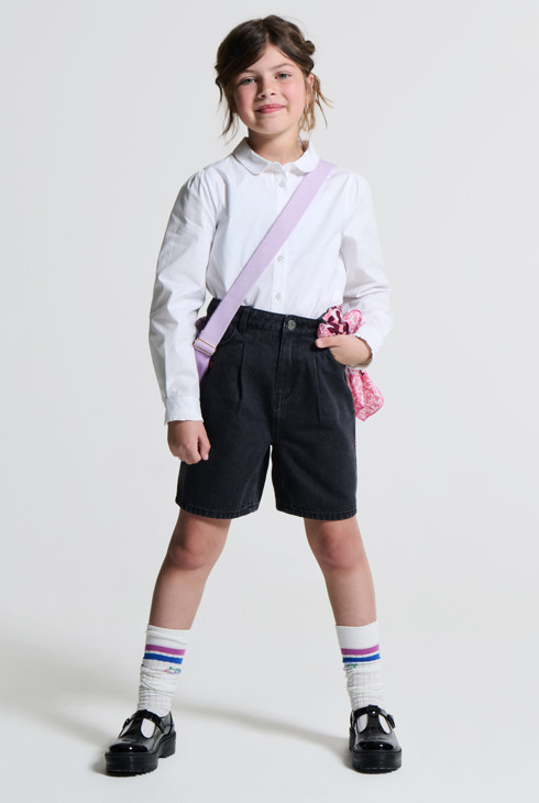 Bermuda en jean délavé noir Fille 1