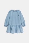 Robe courte en jean light broderie cœur bleu Fille
