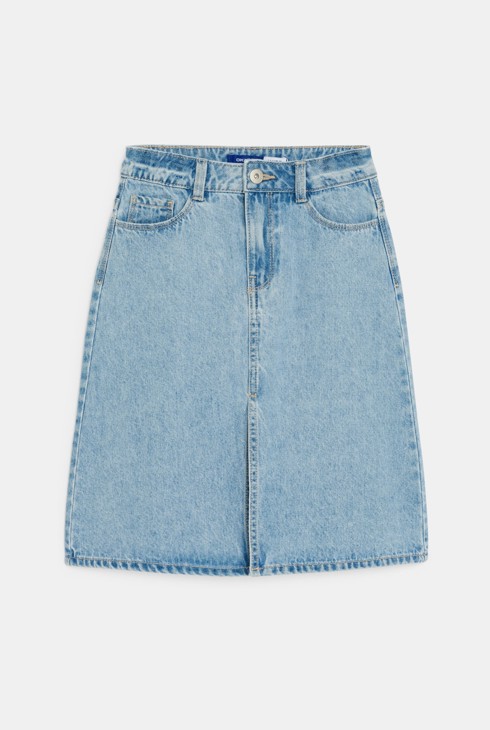 Girl's loose-fit faded blue denim skirt 2