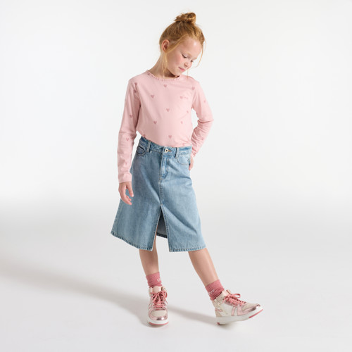 Jupe Wide En Jean Bleu Délavé Fille - Denim Bleached Blue - 8A - OKAIDI