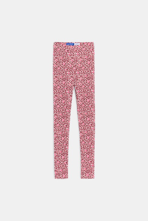 Leggings longs léopard en jersey marron Fille