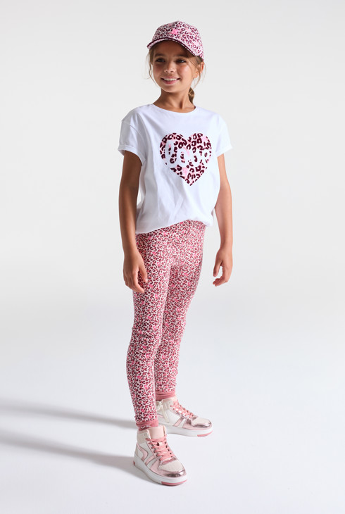 Leggings lang Leopard Jersey braun Mädchen 1