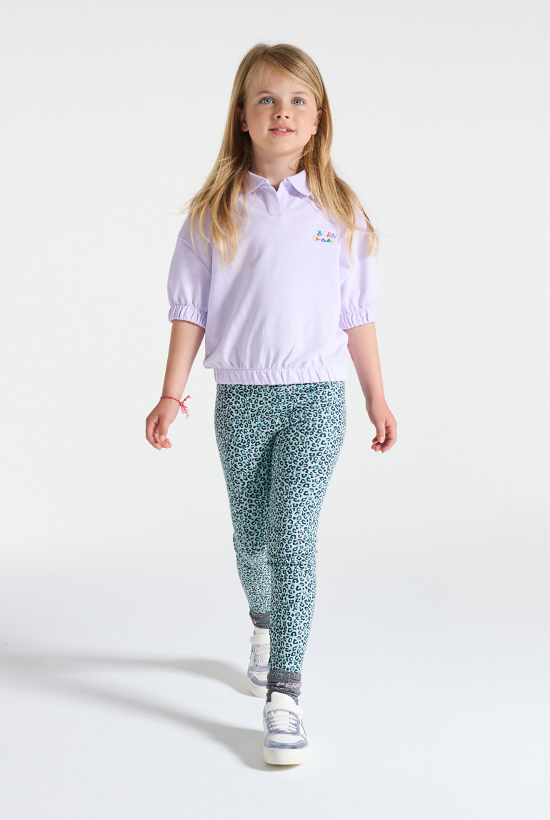 Leggings longs léopard en jersey bleu Fille 1