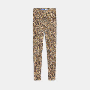 Leggings léopard en jersey marron Fille