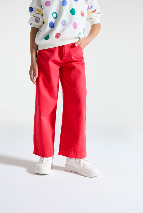 Pantalon en toile rouge Fille 2