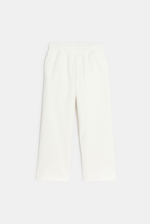 Jogging en molleton uni coupe large blanc Fille