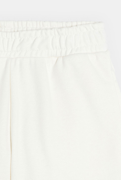 Jogging en molleton uni coupe large blanc Fille