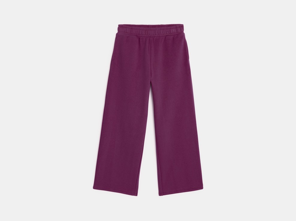 Jogging en molleton uni coupe large violet Fille 2