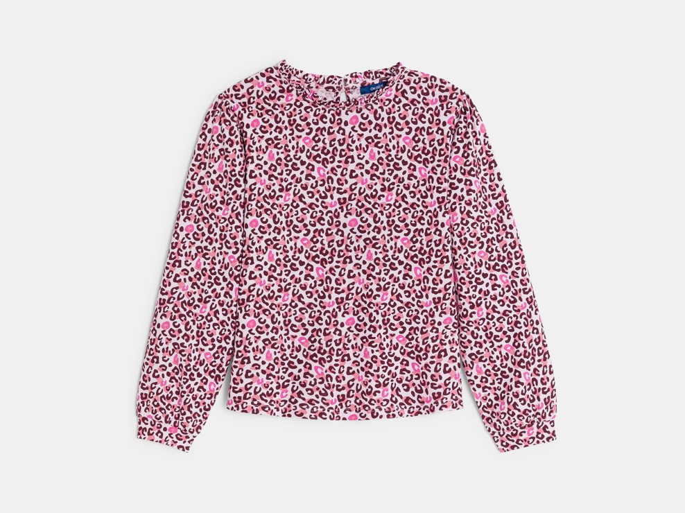 T-shirt leopardata rosa da bambina 2