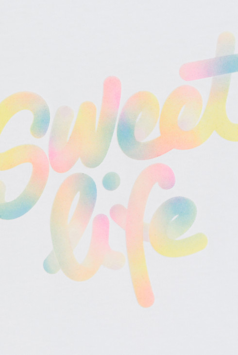 T-shirt manches longues à message blanc Fille