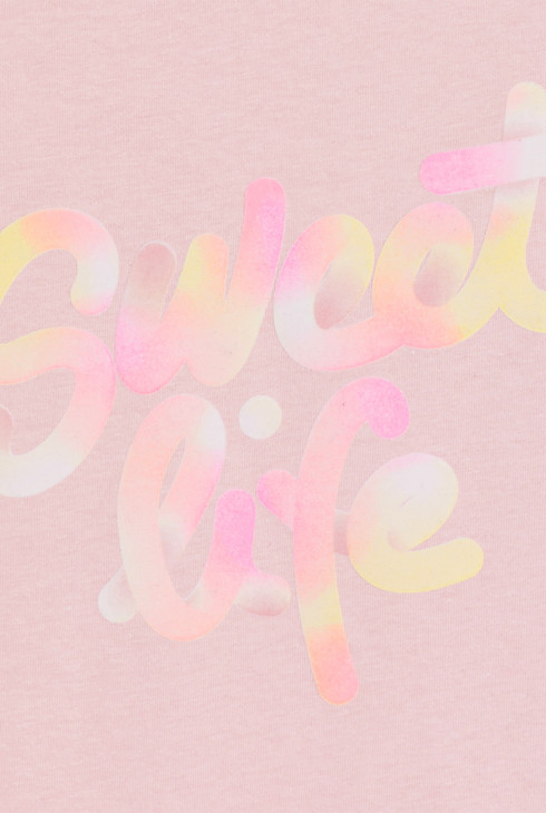 Girl's pink long-sleeve T-shirt with slogan 2