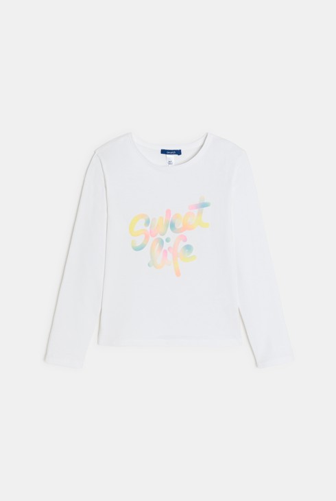 Bijela majica dugih rukava s porukom za djevojčice 2