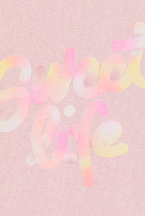 Girl's pink long-sleeve T-shirt with slogan 2