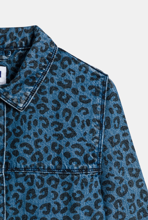 Veste en jean léopard bleu Fille