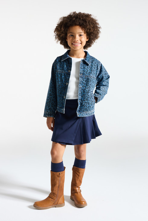 Veste en jean léopard bleu Fille 1