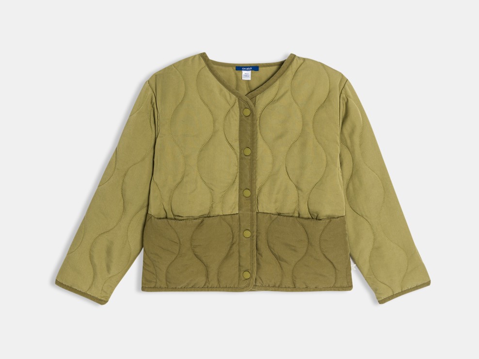 Blouson matelassé doublé vert fille 1