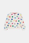 Sweat-shirt imprimé pois multicolore blanc Fille