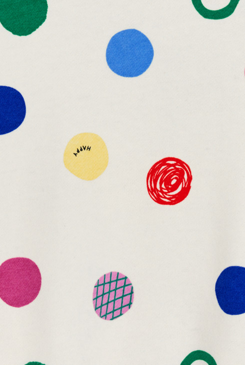 Sweat-shirt imprimé pois multicolore blanc Fille
