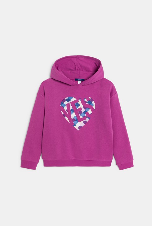 Sweat-shirt cœur fille violet