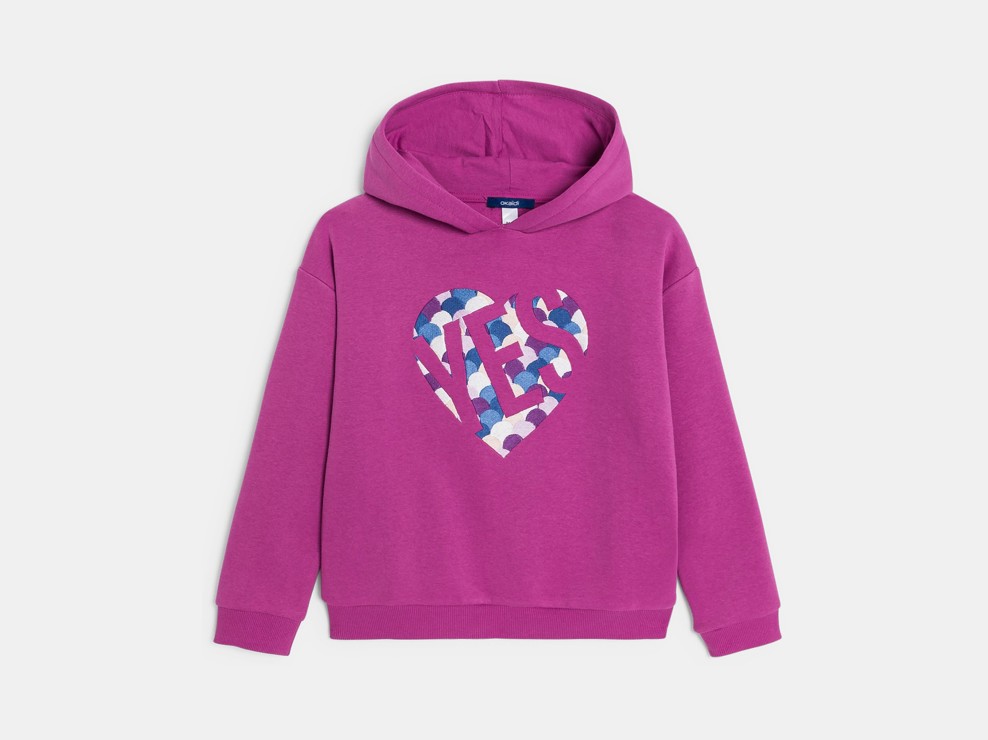 Sweat-shirt cœur fille violet 2