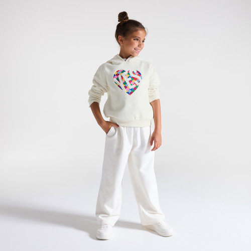Sweat-shirt Cœur Fille - Ecru Clair - 3A - OKAIDI