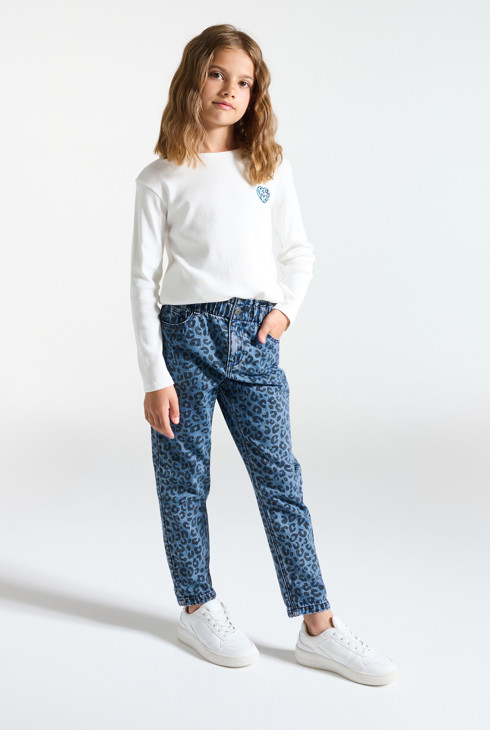 Vaquero estampado leopardo azul niña 1