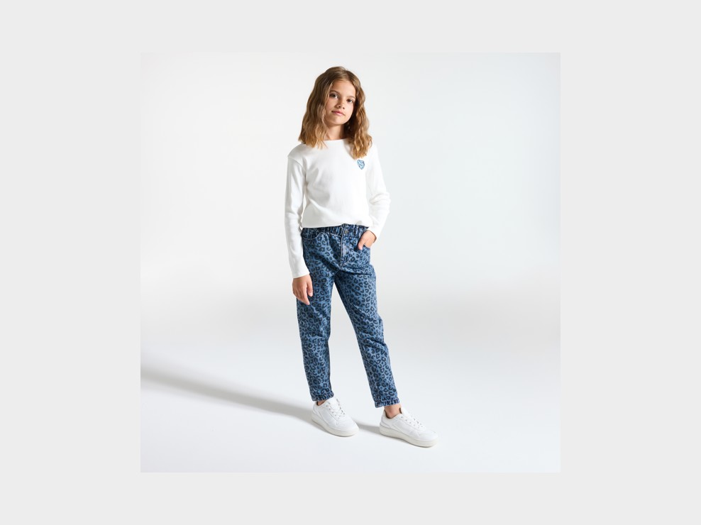 Jean imprimé léopard bleu Fille 1