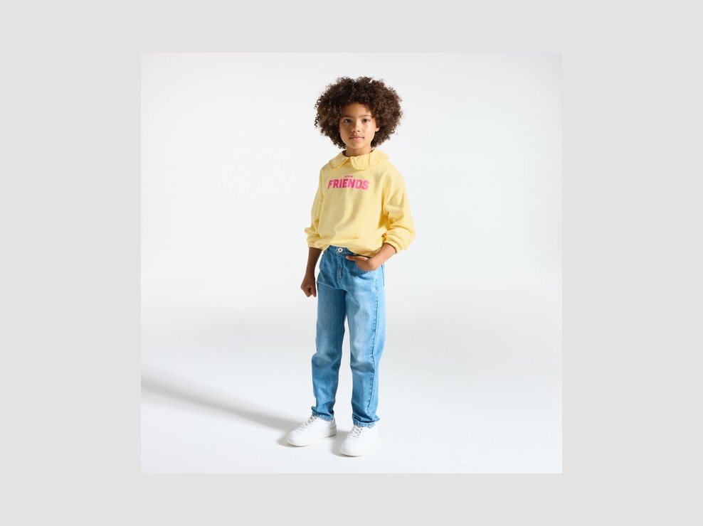 Sweat col Claudine amovible fille jaune 1
