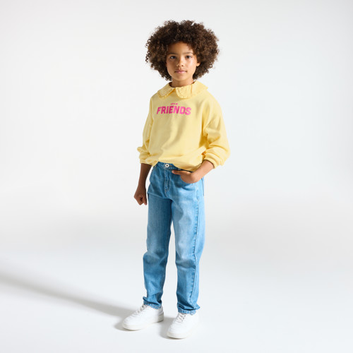 Sweat Col Claudine Amovible Fille Jaune - Jaune Clair - 8A - OKAIDI