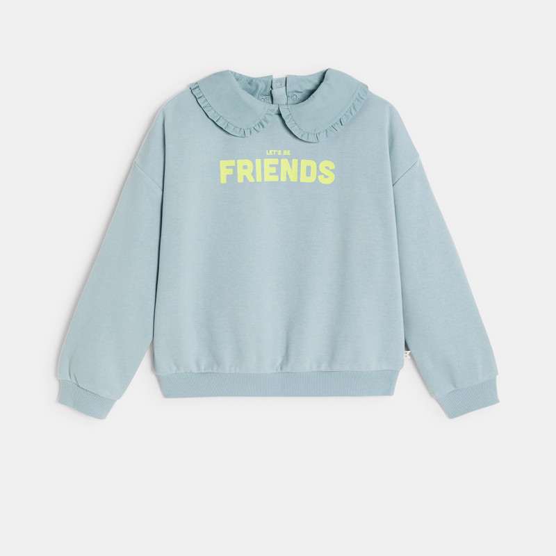 Pullover abnehmbarer Bubikragen Mädchen blau