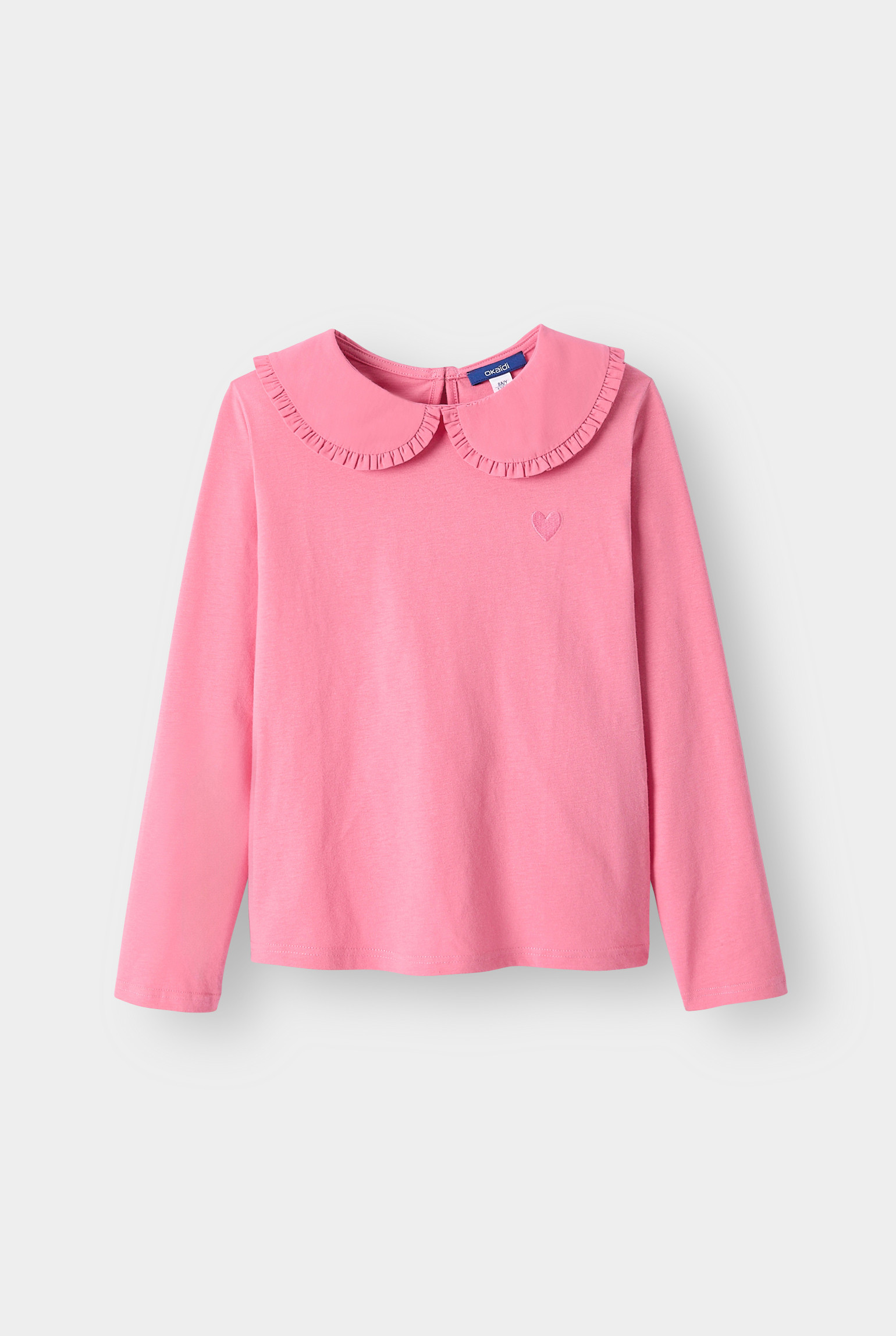 T-shirt manches longues col Claudine blanc Fille - Rose blush