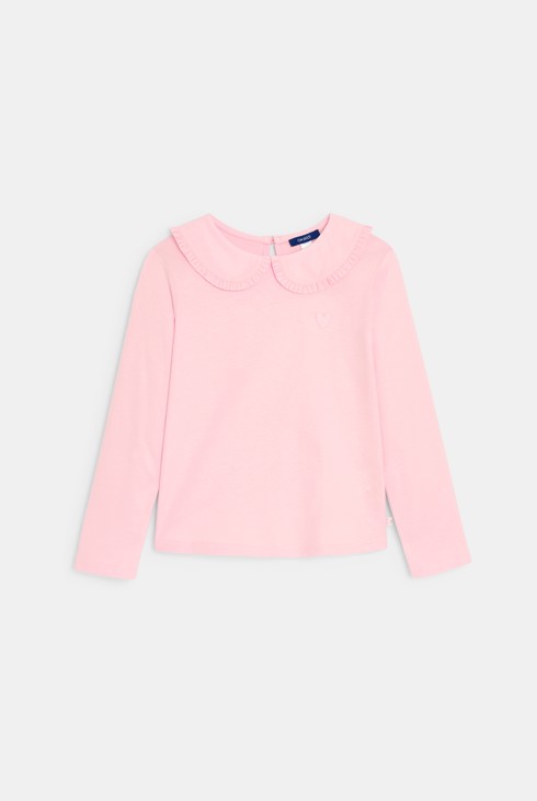 Camiseta de manga larga cuello babero rosa niña 1