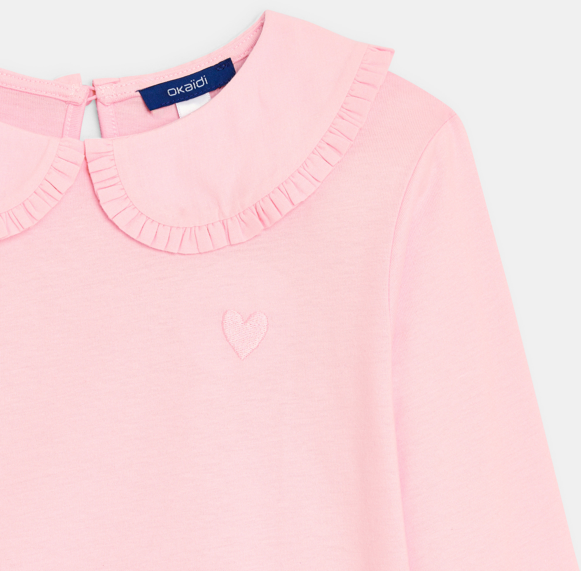 Ružičasta majica dugih rukava s Petar Pan ovratnikom za djevojčice 2