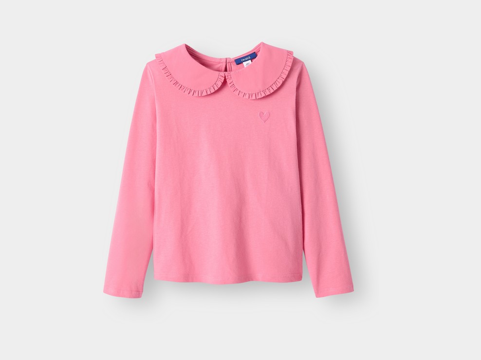 T-shirt manches longues rose fille 1