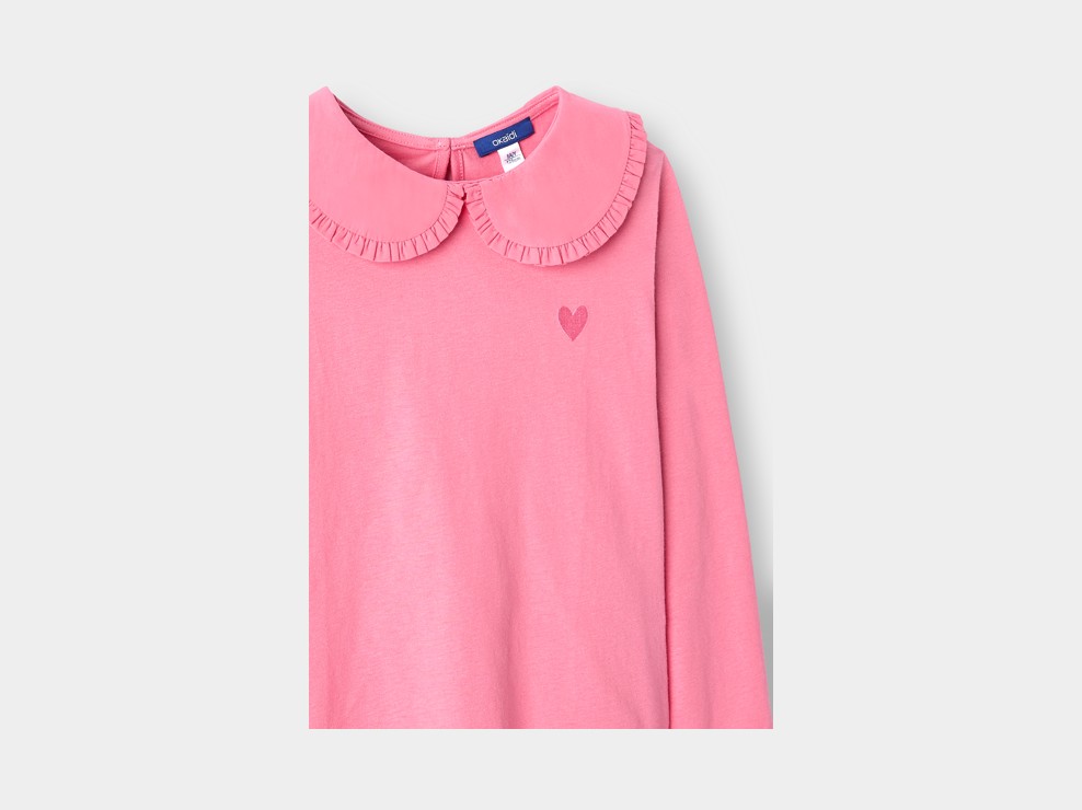 T-shirt manches longues rose fille 2