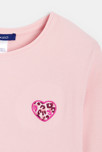 T-shirt manches longues cœur léopard rose Fille 2