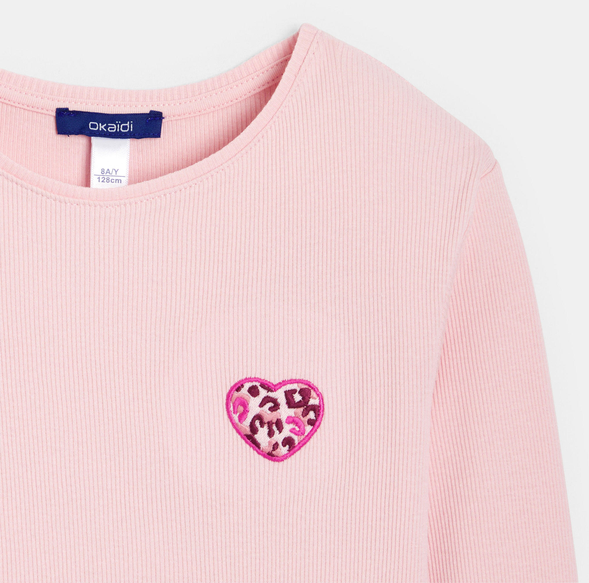 Ružičasta majica dugih rukava s motivom srca u leopard uzorku za djevojčice 2