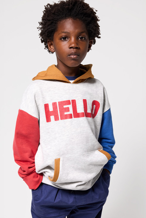 Sudadera con capucha gris niño 1