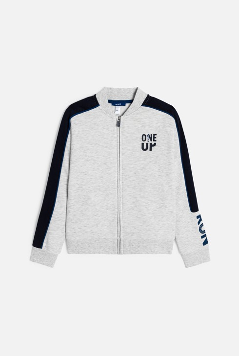 Sweat-shirt en molleton bicolore gris Garçon