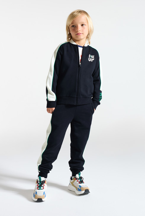 Sudadera de muletón bicolor negro niño 1