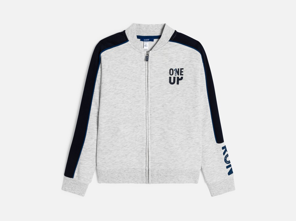 Tweekleurige grijze sweater van joggingstof voor jongens 2