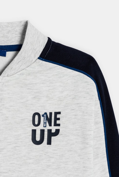 Sweat-shirt en molleton bicolore gris Garçon