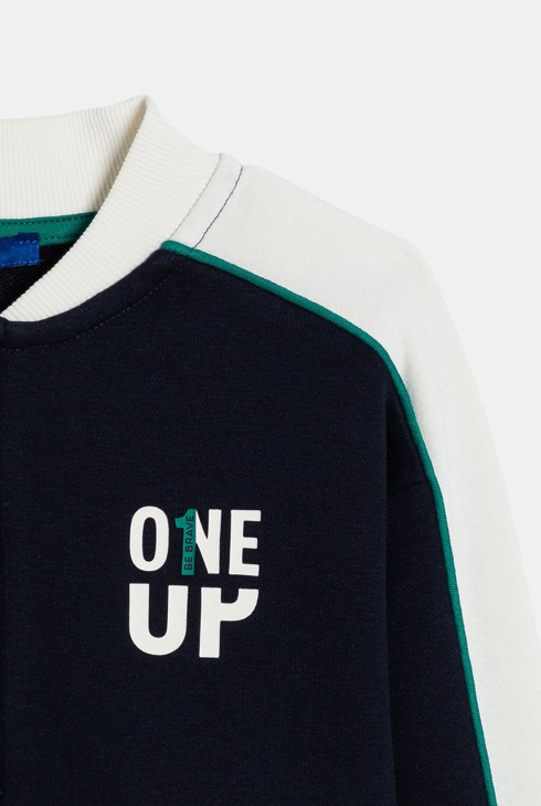 Sweat-shirt en molleton bicolore noir Garçon