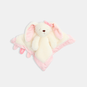 Doudou plat lapin fourrure rose bébé naissance