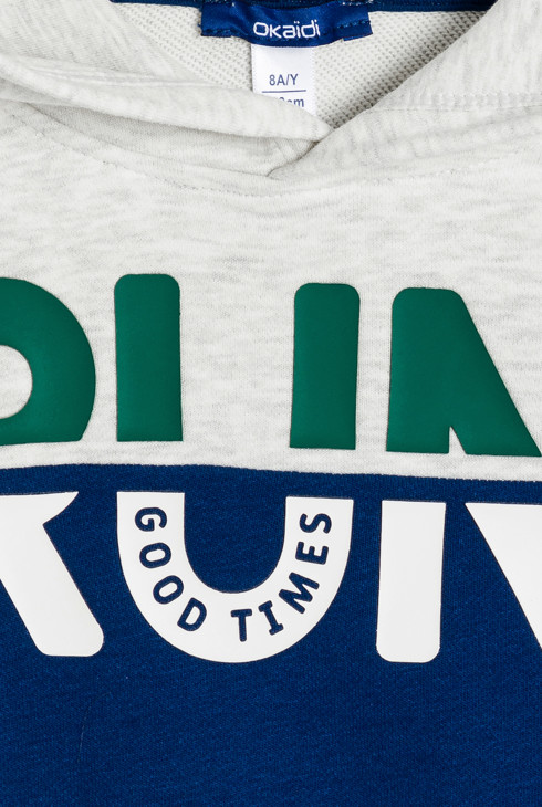 Sweat-shirt à capuche bicolore bleu Garçon